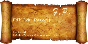 Földy Patony névjegykártya